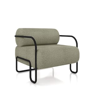 Poltrona Sala De Estar Industrial Preto Ameli Bouclê Oliva K01 - D`rossi
