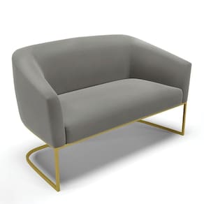 Sofá Namoradeira 2 Lugares Base Industrial Dourado Stella Suede Grafite D03 - D`rossi