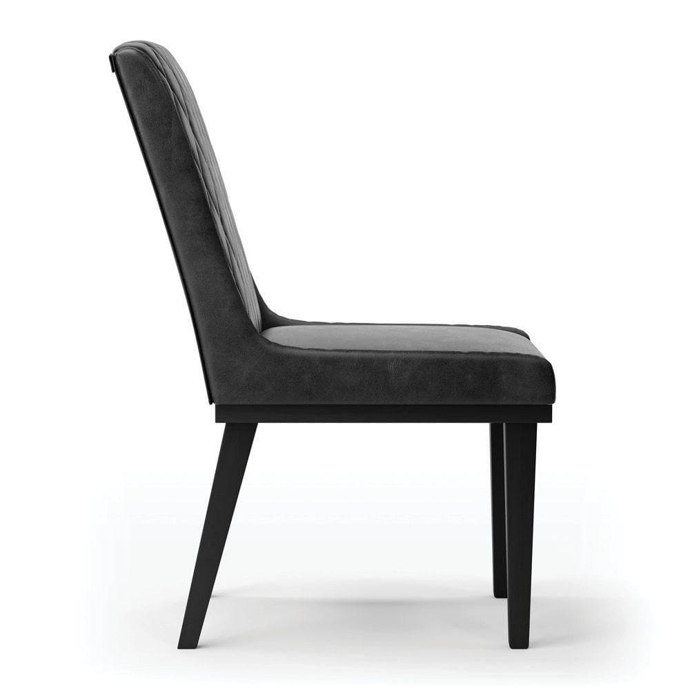 Cadeira Sala De Jantar Base Madeira Preto Kit 4 Sofia Sintético Pu D03 - D`rossi Cor Preto