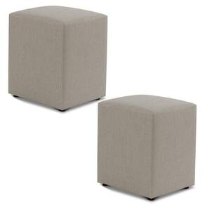 Kit 02 Puffs Decorativos Sala De Estar Quadrado 36x47cm Linho Bege - Desk Design