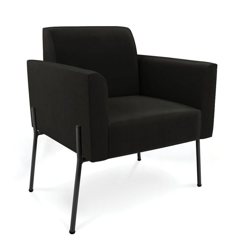 Poltrona Pé De Ferro Preto Para Sala Elisa Suede - D`rossi Cor Preto