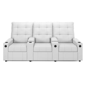 Poltrona Reclinável Para Cinema Parma 3 Lugares Baú Usb Pu Branco Fh1 - D`rossi