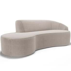 Sofá 3 Lugares Curvo Sala De Estar Living Firenze Direito D02 Bouclê Creme 210 Cm B-54 - Lyam