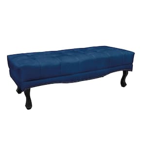 Puff Recamier Retrô Luis Xv Captonê Para Quarto Vicenza 195cm Suede Azul Marinho S04 - D`rossi