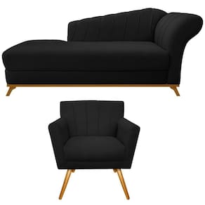 Kit Diva Recamier Vanessa 160cm Lado Esquerdo E 01 Poltrona Laura Suede Preto