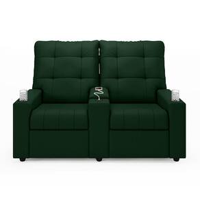 Poltrona Reclinável Para Cinema Parma 2 Lugares Baú Usb Veludo Verde Fh1 - D`rossi