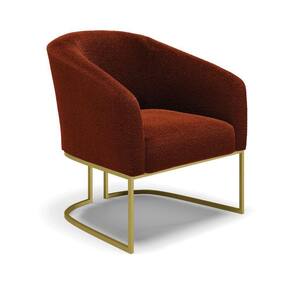 Poltrona Stella Bouclê Base Metálica Industrial Dourado - D\`rossi Cor Terra