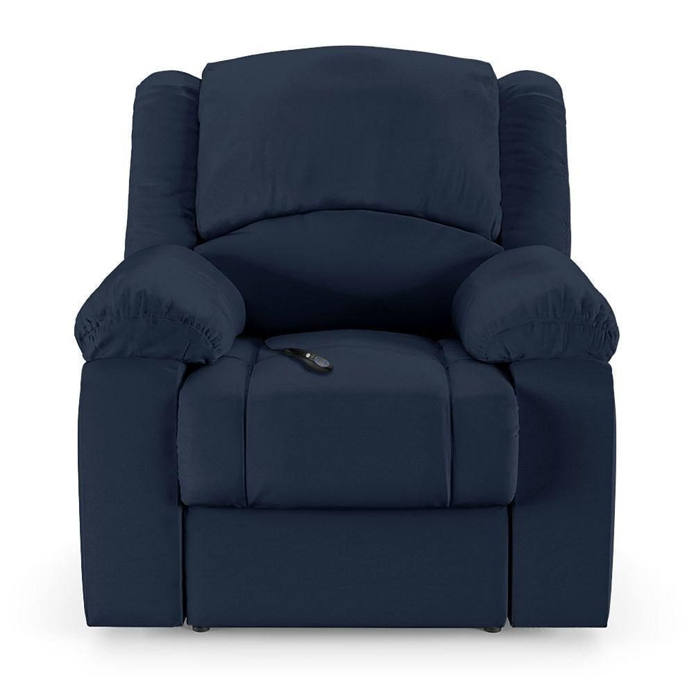 Poltrona Do Papai Reclinável Sala De Cinema Barcelona Controle Elétrico Pu Azul