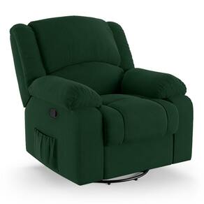 Poltrona Do Papai Reclinável Melim Glider Giratória Massagem Veludo Verde Fh1 - D`rossi