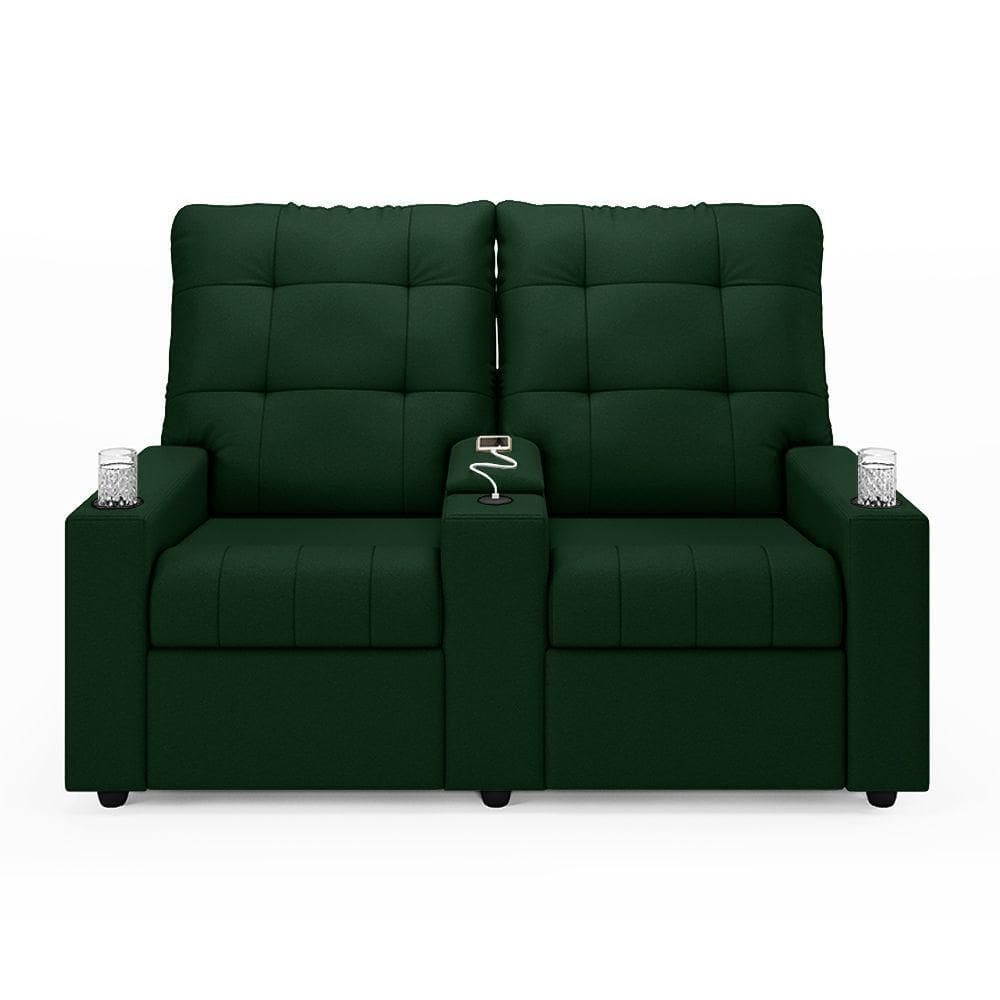 Poltrona Reclinável Para Cinema Parma 2 Lugares Baú Usb Veludo Fh1 - D`rossi Cor Verde