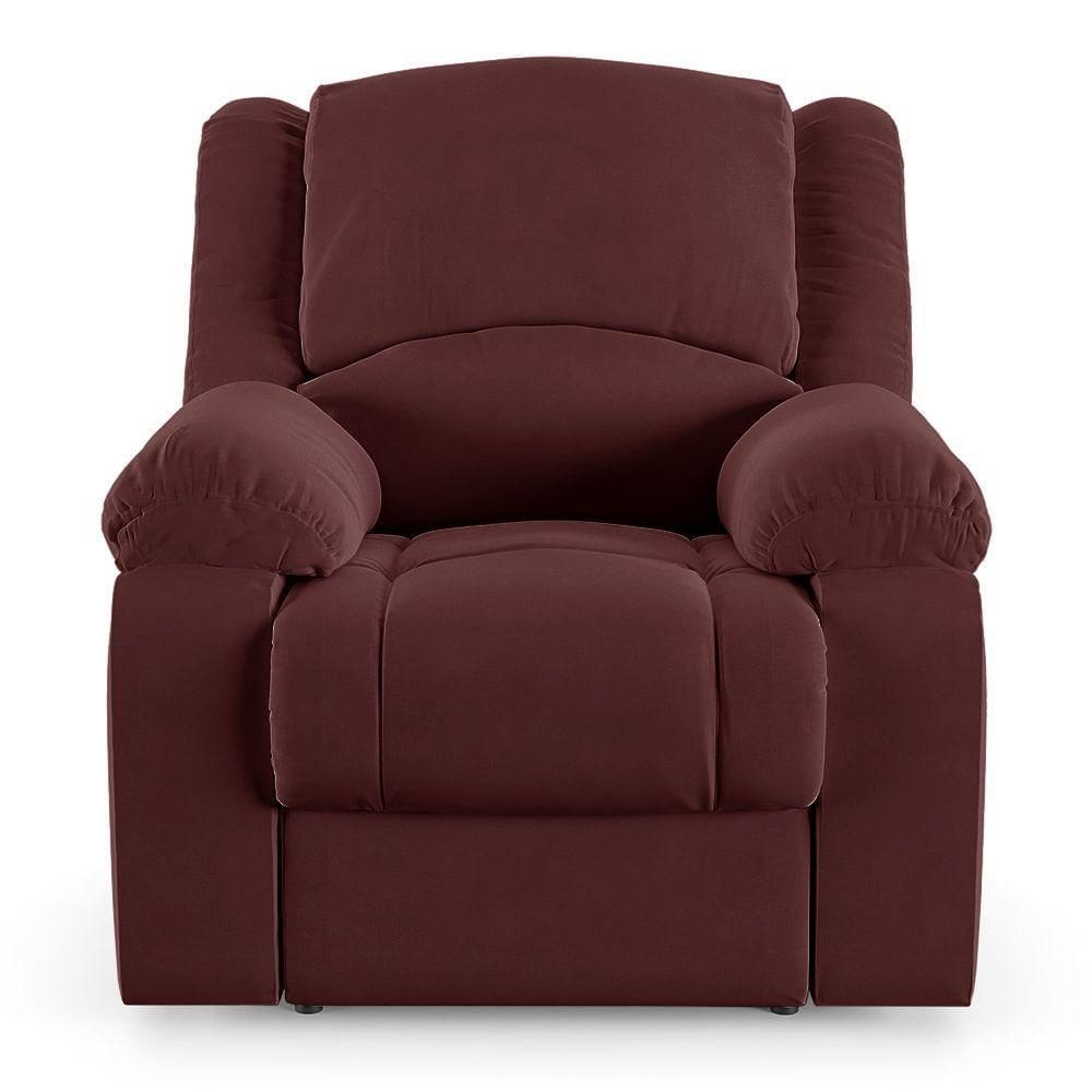 Poltrona Do Papai Reclinável Sala De Cinema Barcelona Elétrica Massagem Usb Veludo Vinho