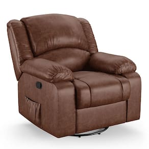 Poltrona Papai Reclinável Melim Glider Giratória Massagem Pu Marrom Brilho Fh1 - D`rossi