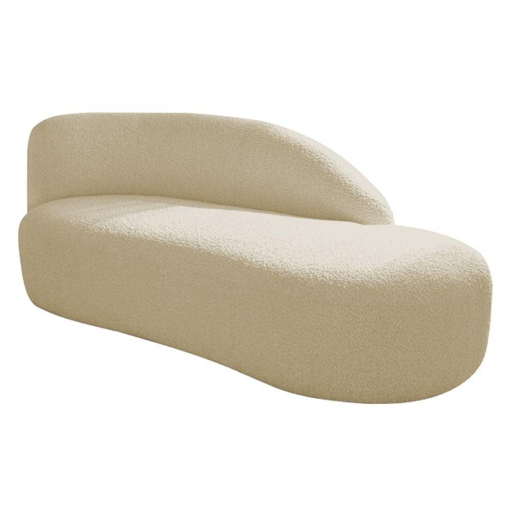 Divã Recamier Curvo Luna 185cm Lado Direito Suede - Adj Decor Cor Bege
