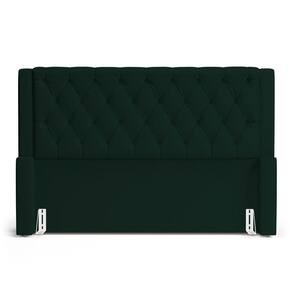 Cabeceira E Calçadeira Báu Queen Size Atena 160cm Capitonê Veludo Verde Escuro - Desk Design