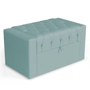 Calçadeira Báu Solteiro Atena 90cm Capitonê Veludo Acqua - Desk Design