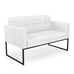 Sofá Namoradeira Elisa Corano Base Metálica Industrial Preto - D`rossi Branco
