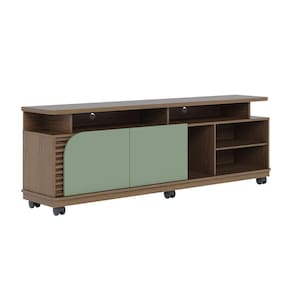 Bancada Tv De 65`` 2 Portas Com Rodízio Ewa 180cm Amêndoa-verde Pistache C04 - D`rossi