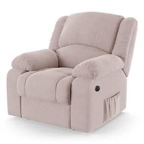 Poltrona Do Papai Reclinável Melim Power Elétrica Usb Veludo Fh1 - D`rossi Cor Rose