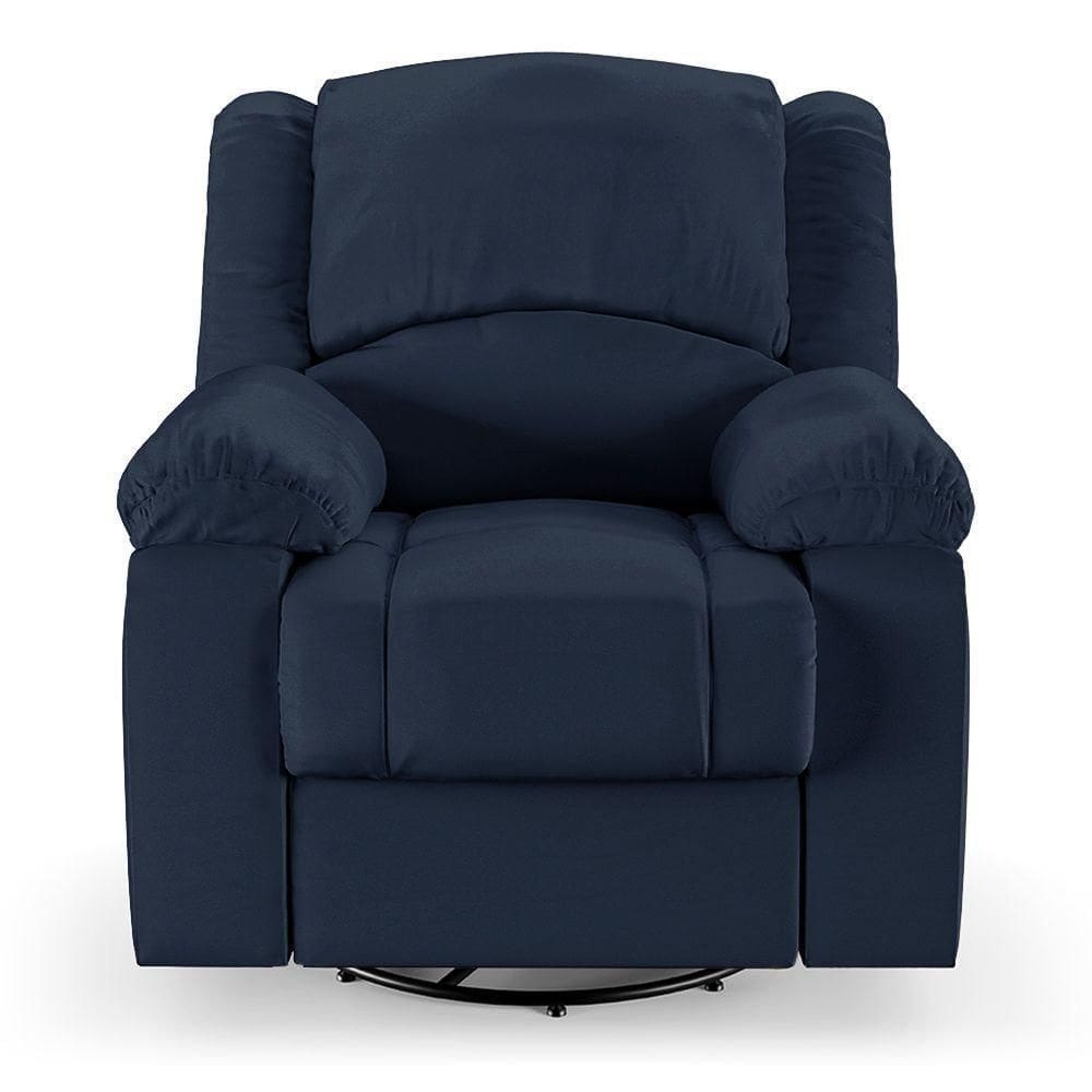 Poltrona Do Papai Reclinável Sala De Cinema Barcelona Glider Manual Giratória Usb Pu Azul
