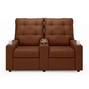 Poltrona Reclinável Para Cinema Parma 2 Lugares Baú Usb Veludo Fh1 - D`rossi Cor Terracota