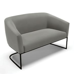 Sofá Namoradeira 2 Lugares Base Industrial Preto Stella Suede Grafite D03 - D`rossi