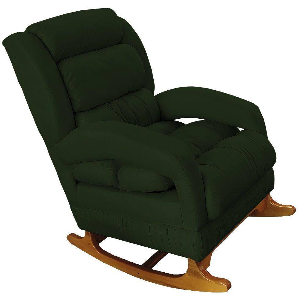 Poltrona De Amamentação Com Balanço Luna Suede Verde Base De Madeira C05 - D`rossi