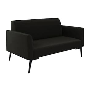 Sofá Namoradeira Pés Villach Marisa Suede Preto D03 - D`rossi