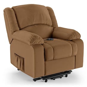 Poltrona Do Papai Reclinável Melim Elevação Lift Elétrico Sintético Pu Fh1 - D`rossi Cor Caramelo