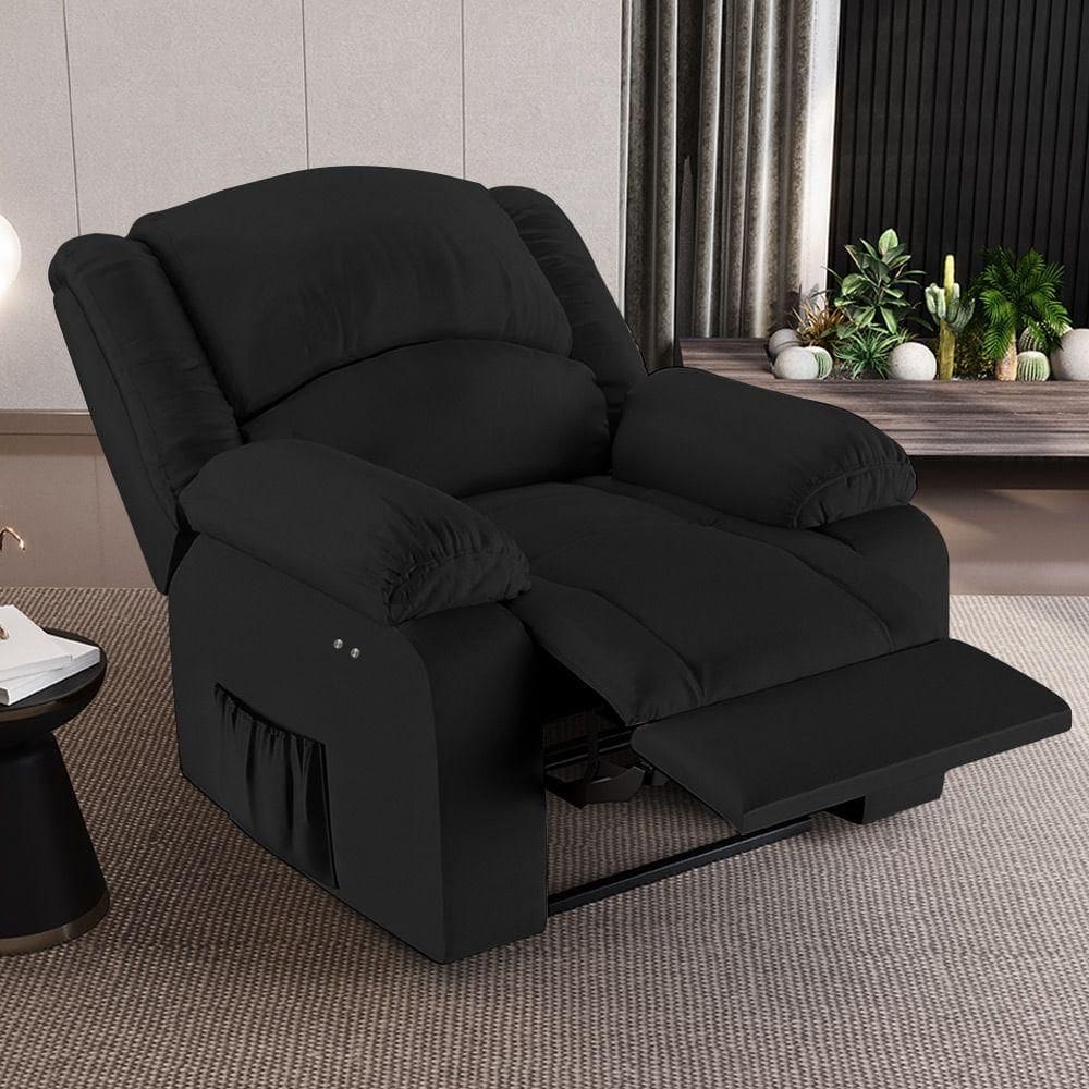 Poltrona Do Papai Reclinável Sala De Cinema Barcelona Touch Usb Pu Preto