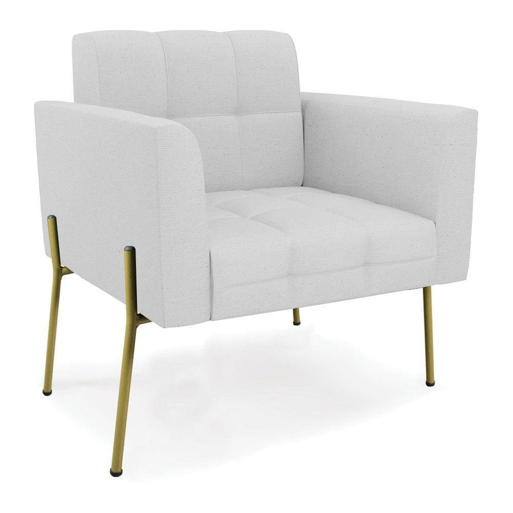 Poltrona Pé De Ferro Dourado Para Sala Elisa Linho D03 - D`rossi Cor A05 Cinza