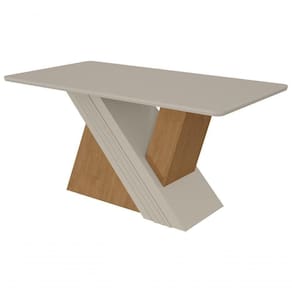 Mesa De Jantar Lopas 1,70 Venus Com Vidro Serigrafado Amendoa Clean/off White