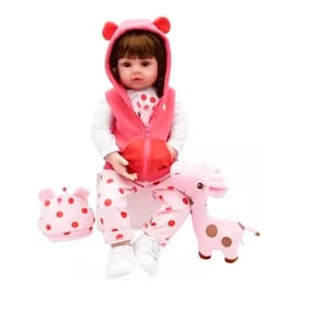 Baby Doll Reborn 100% silicone 48 cm com urso realista e PP B