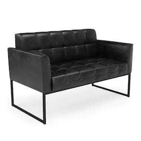 Sofá Namoradeira Elisa Corano Base Metálica Industrial Preto - D`rossi Preto