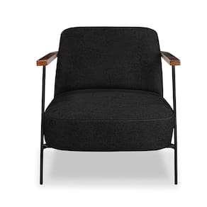 Poltrona Sala De Estar Base Industrial Preto Talim Bouclê S04 - D`rossi Cor Preto