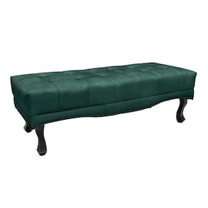 Puff Recamier Retrô Luis Xv Captonê Quarto Vicenza 195cm Veludo Verde S04 - D`rossi