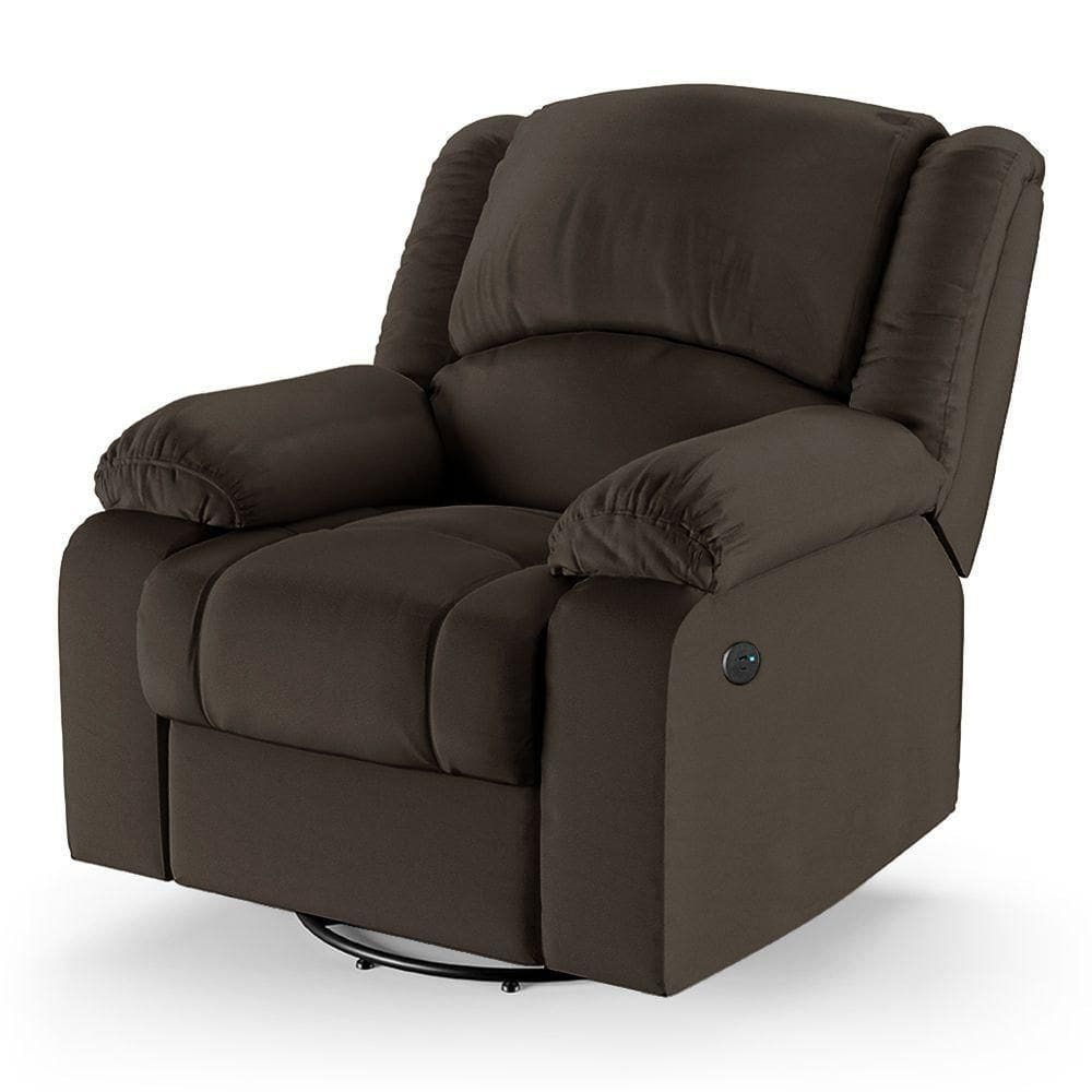 Poltrona Do Papai Reclinável Melim Glider Giratória Usb Pu Brilho Fh1 - D`rossi Cor Marrom