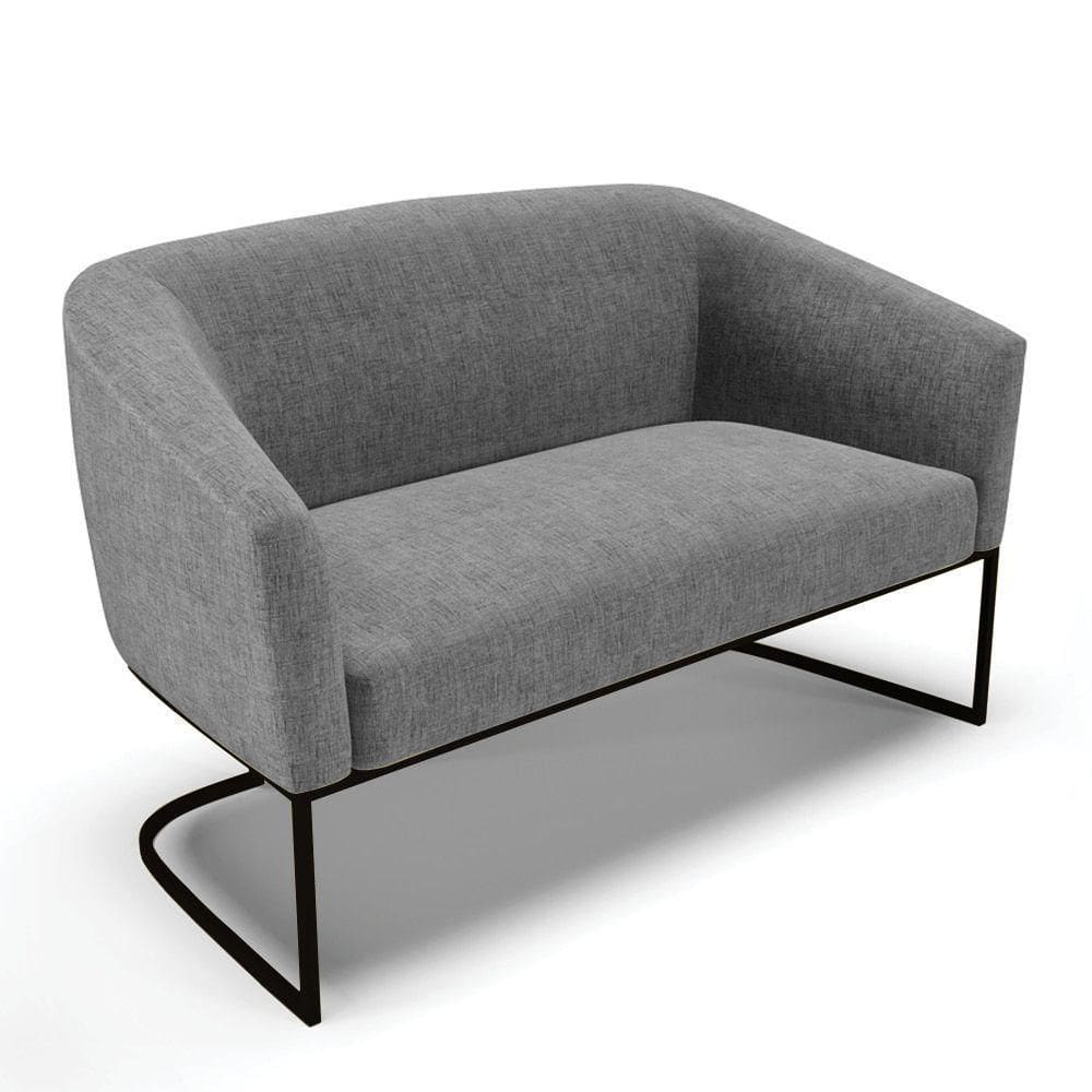 Sofá Namoradeira 2 Lugares Base Industrial Preto Stella Linho Grafite A26 D03 - D`rossi