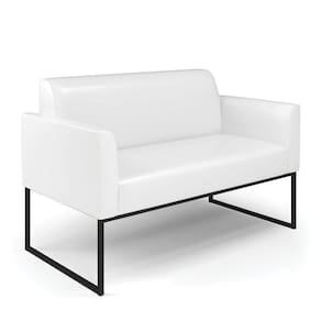 Sofá Namoradeira Base Industrial Preto Marisa Corano Branco D03 - D`rossi