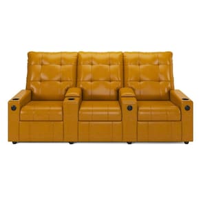 Poltrona Reclinável Para Cinema Parma 3 Lugares Baú Usb Pu Fh1 - D`rossi Cor Whisky