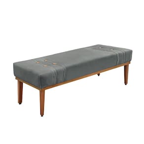 Divã Recamier Banco Base Madeira Para Quarto Gênova 90cm Veludo Cinza S04 - D`rossi