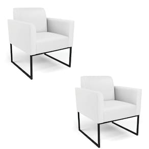 Kit 2 Poltronas Base Industrial Preto Marisa Corino Branco D03 - D`rossi