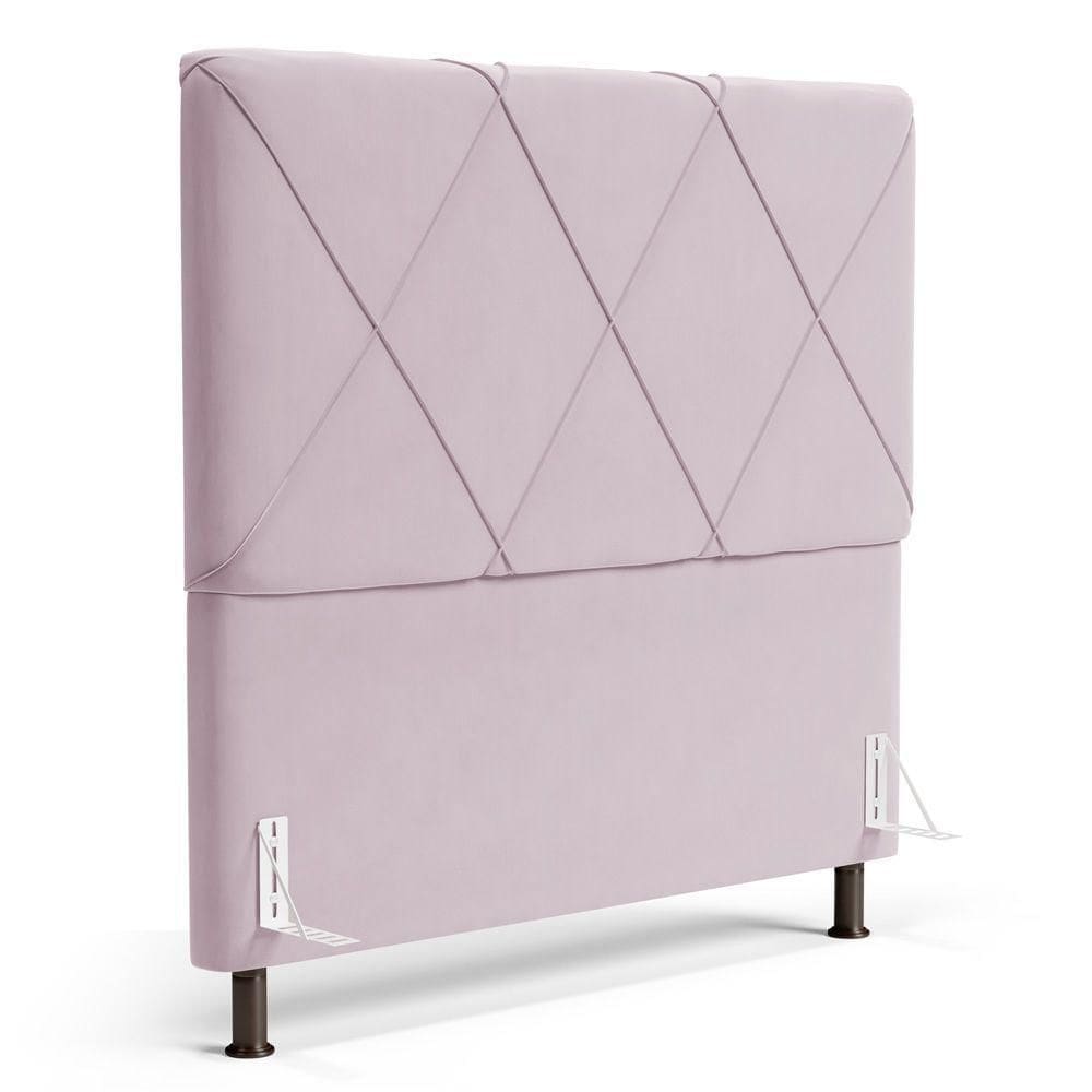 Cabeceira Cama Box Casal Mel 140cm Com Frame Suede Rosa Bebê - Desk Design
