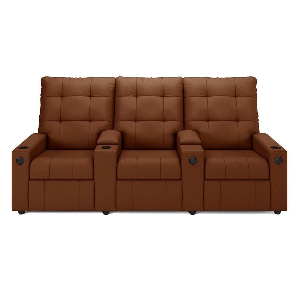 Poltrona Do Papai Reclinável Sala De Cinema Barcelona Glider Manual Giratória Usb Pu Caramelo