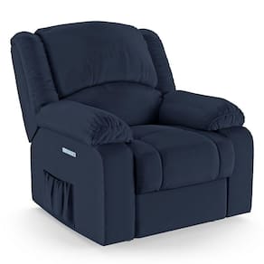 Poltrona Do Papai Reclinável Melim Elétrica Led Sintético Pu Fh1 - D`rossi Cor Azul