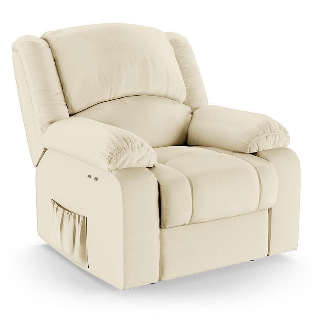 Poltrona Do Papai Reclinável Melim Power Touch Massagem Pu Bege Fh1 - D`rossi