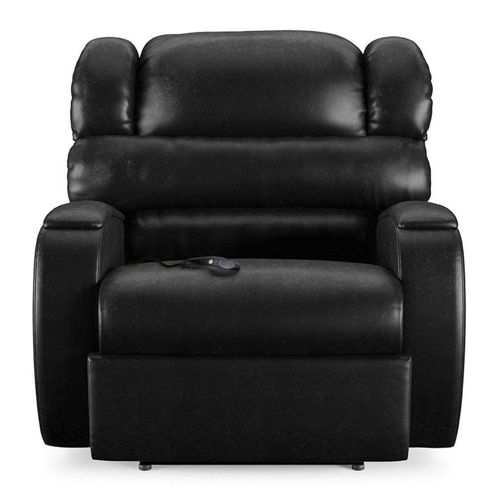 Poltrona Do Papai Sala De Cinema Reclinável Manchester Controle Elétrico Usb Pu Preto Brilho