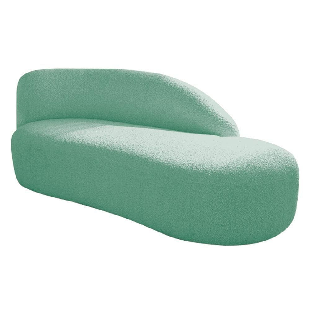 Divã Recamier Curvo Luna 185cm Lado Direito Suede - Doce Sonho Móveis Cor Azul Tiffany