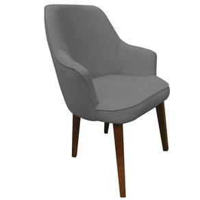 Poltrona Lorem Suede Cinza Pés Chanfrado Tabaco C05 - D`rossi
