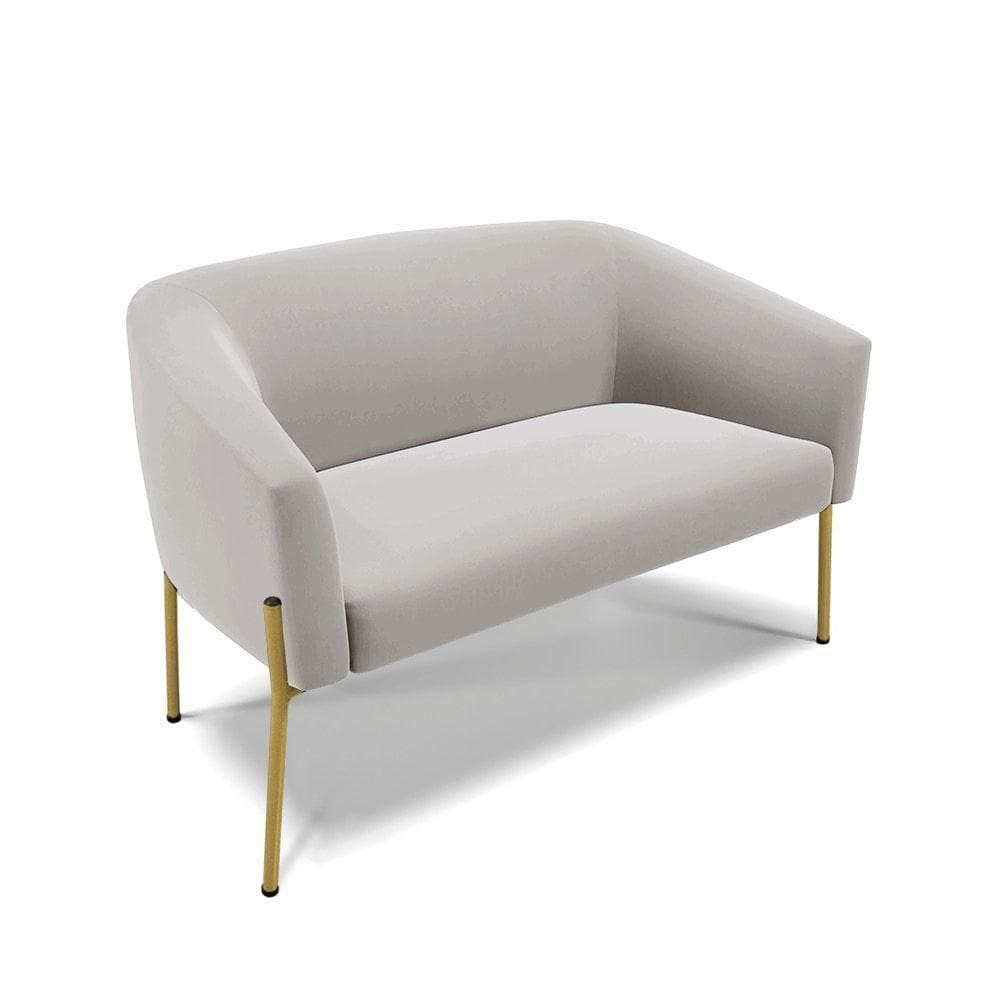 Sofá Namoradeira 2 Lugares Pé De Ferro Dourado Stella Veludo D03 - D`rossi Cor Cinza