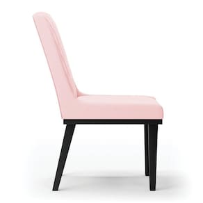 Cadeira Sala De Jantar Base Madeira Preto Kit 8 Sofia Suede D03 - D`rossi Cor Rosa Bebê